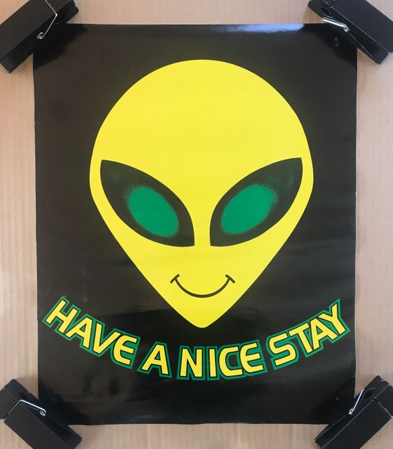 Vintage Original Have a Nice Stay Alien Pinup Poster Outer Space