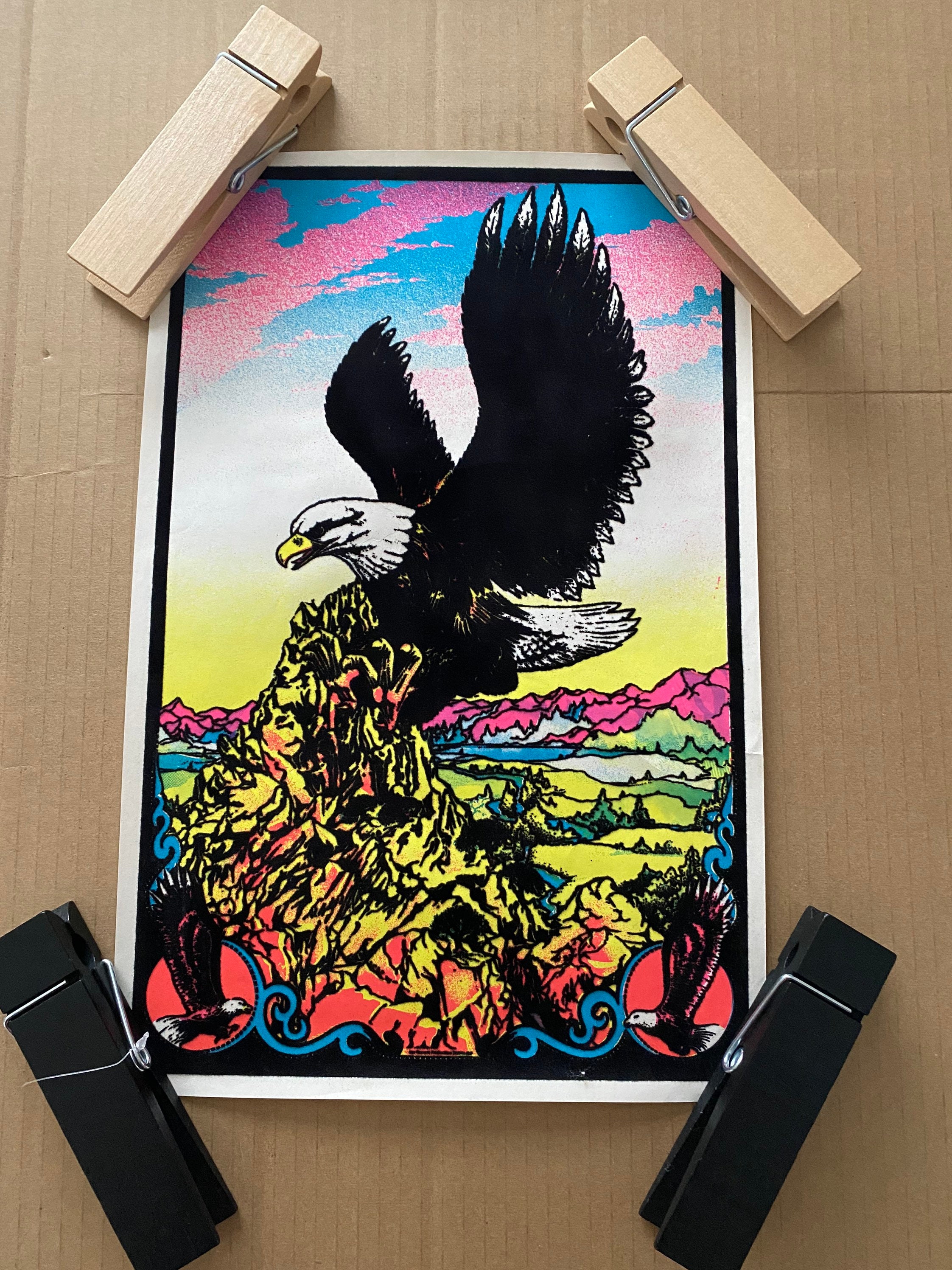 Soaring Eagle Vintage Blacklight Poster 1970's Velvet - Etsy