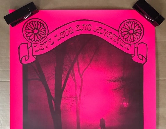 Original Vintage 1968 Let's Love One Another Blacklight Poster