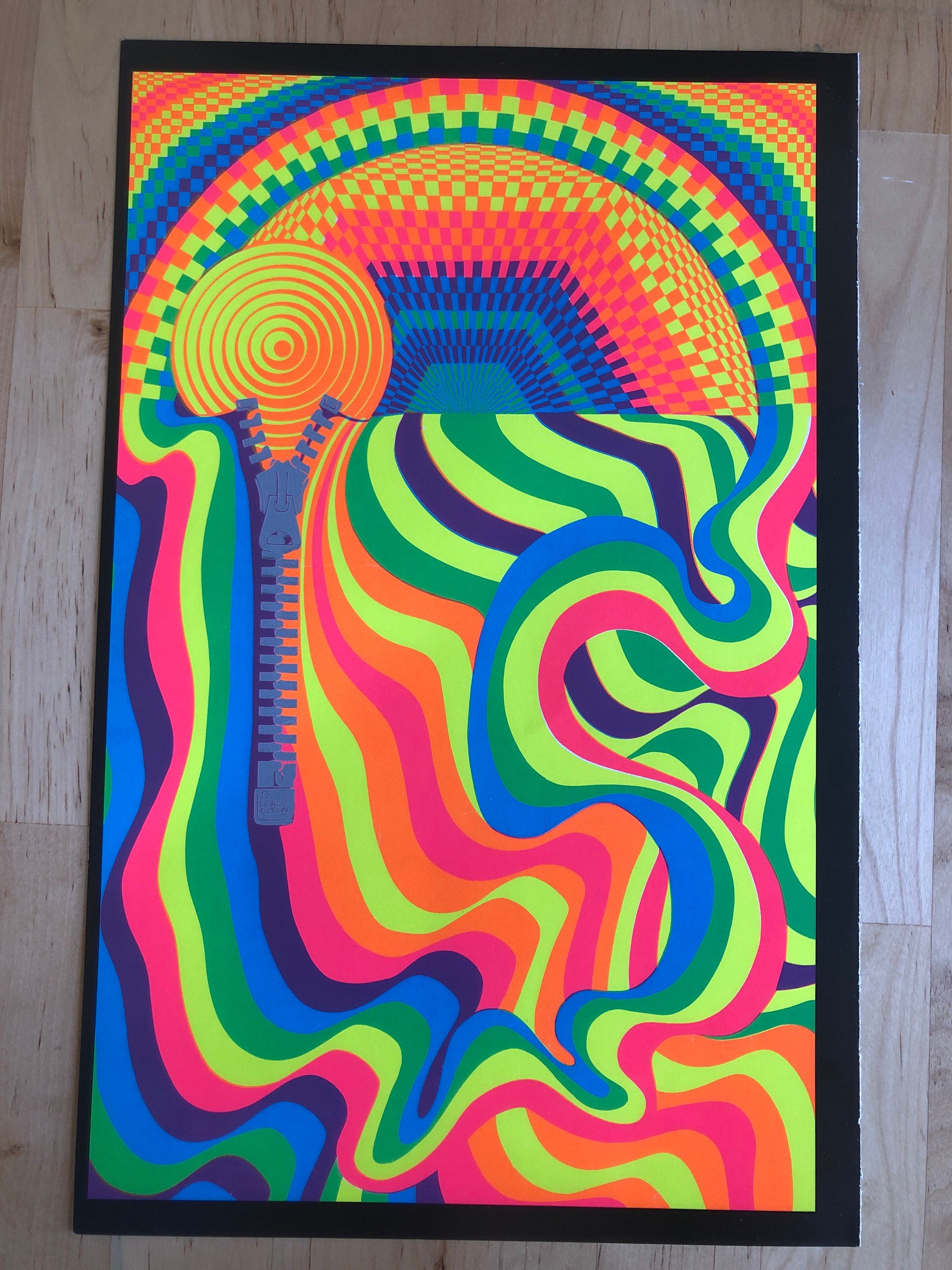 Pszypp American Woman Blacklight Poster Pin-up Print Zipper Double