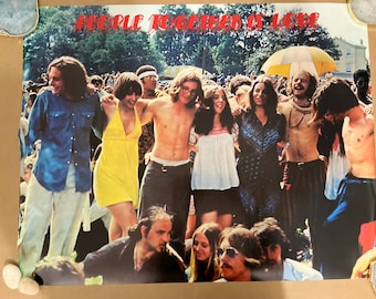 People together is love hippy vintage poster Woodstock