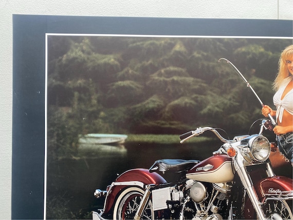 Harley Fishing Vintage Poster Woman Pin-up Harley Davidson
