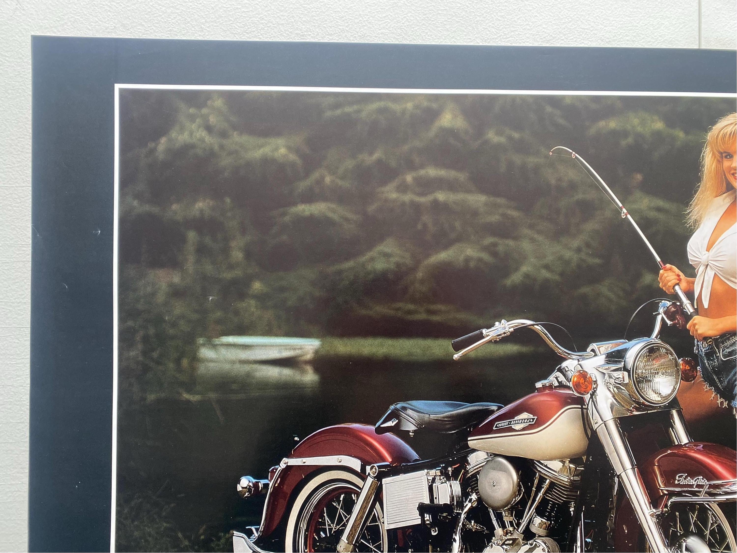 Harley Fishing Vintage Poster Woman Pin-up Harley Davidson