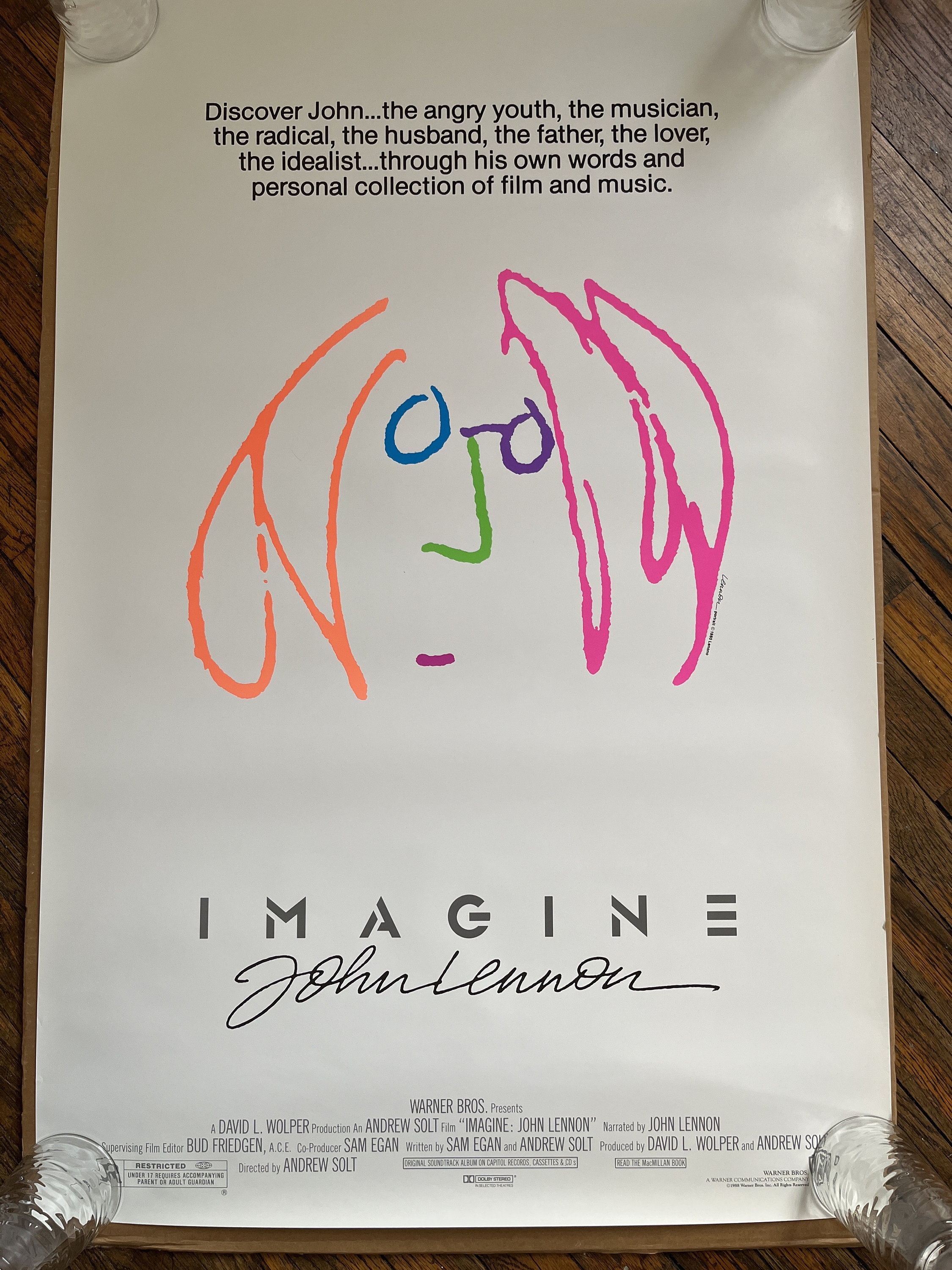 Imagine Vintage Poster John Lennon Movie Original One Sheet 1980s