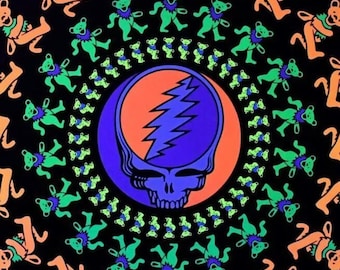 Grateful Dead Blacklight Poster Dancing Bears Psychedelic