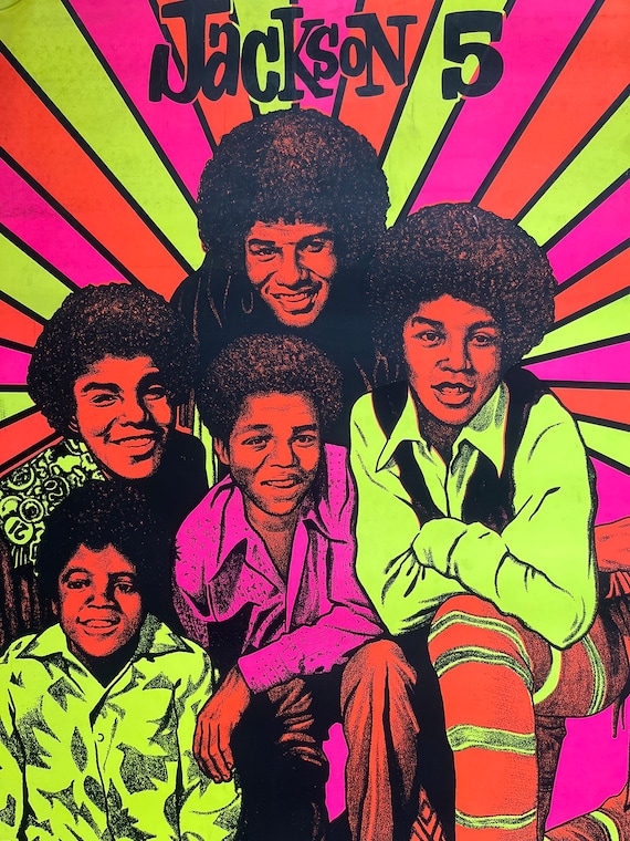 The Jackson Five Original Vintage Blacklight Poster 1970s Jackson