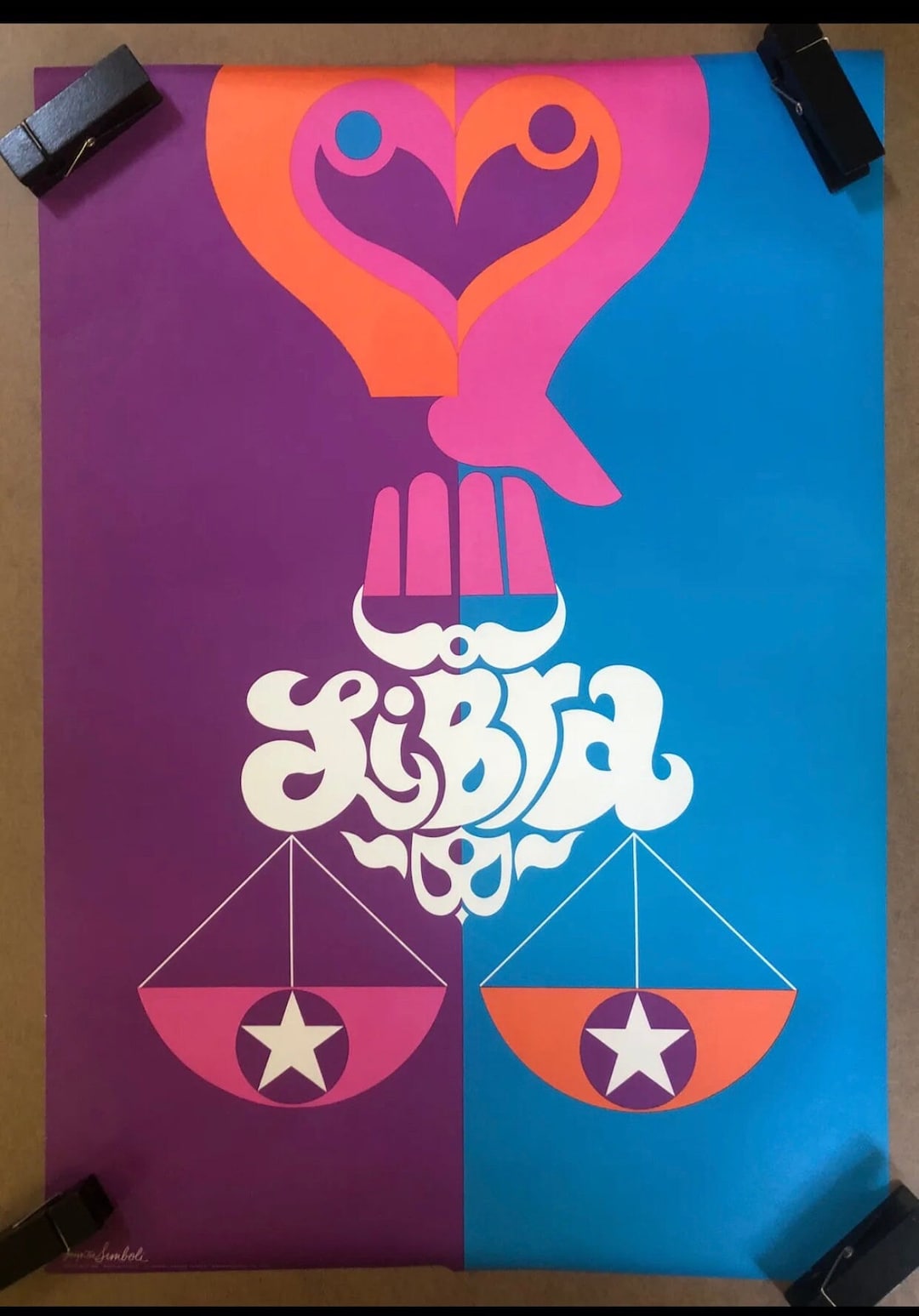 Libra Retro Libra Original Vintage Poster Astrology Zodiac Sign 1960s Blacklight ...
