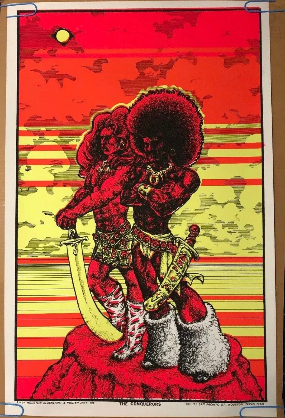 The Conquerors Vintage Blacklight Poster Psychedelic Afro Couple