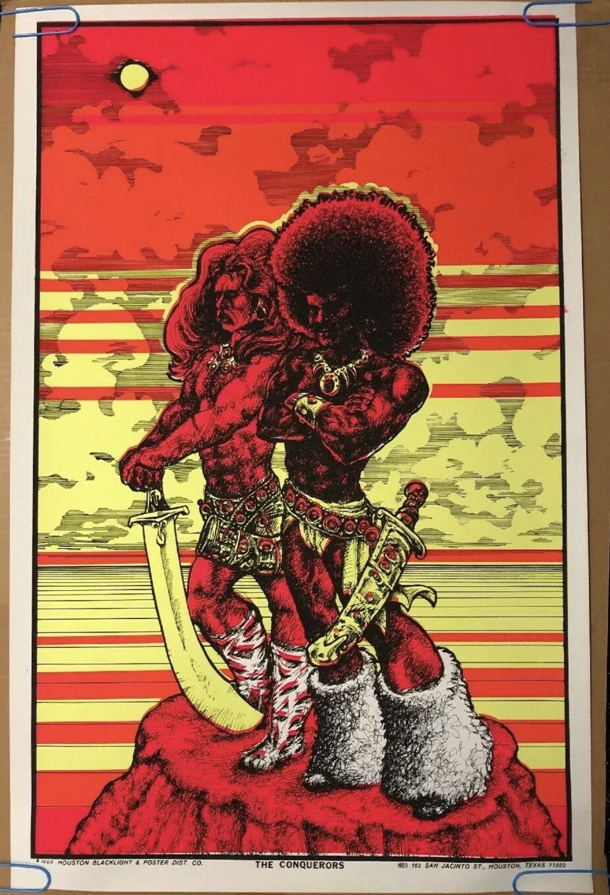 The Conquerors Vintage Blacklight Poster Psychedelic Afro Couple