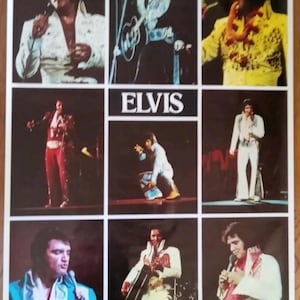 Póster de Elvis Presley original vintage de gran tamaño para el metro en concierto II Música rock de los años 70