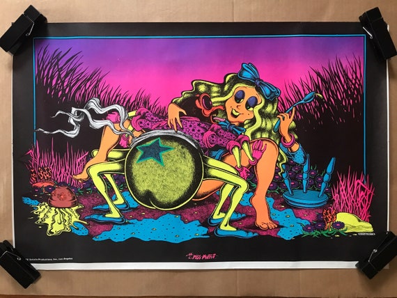 Vintage Original 1972 Lil' Miss Muffit Blacklight Poster Nursery