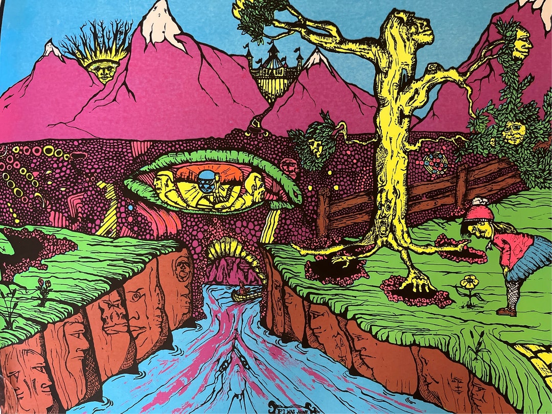 Original Vintage Poster If I Was Alone Blacklight Psychedelic