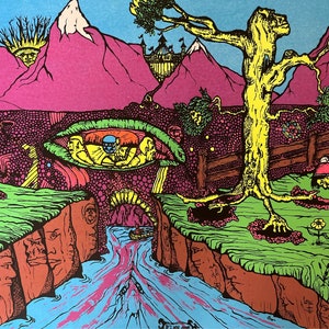 cartel vintage original si estuviera solo luz negra arte abstracto psicodélico década de 1970