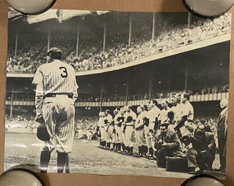 Babe Ruth Pôster vintage New York Yankees Stadium Impressão de fotos de beisebol dos anos 1970 bambino imagem clássica estilo fotográfico