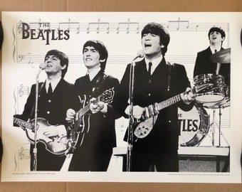 The Beatles Vintage Poster Black and White Silver Screen 1982 on