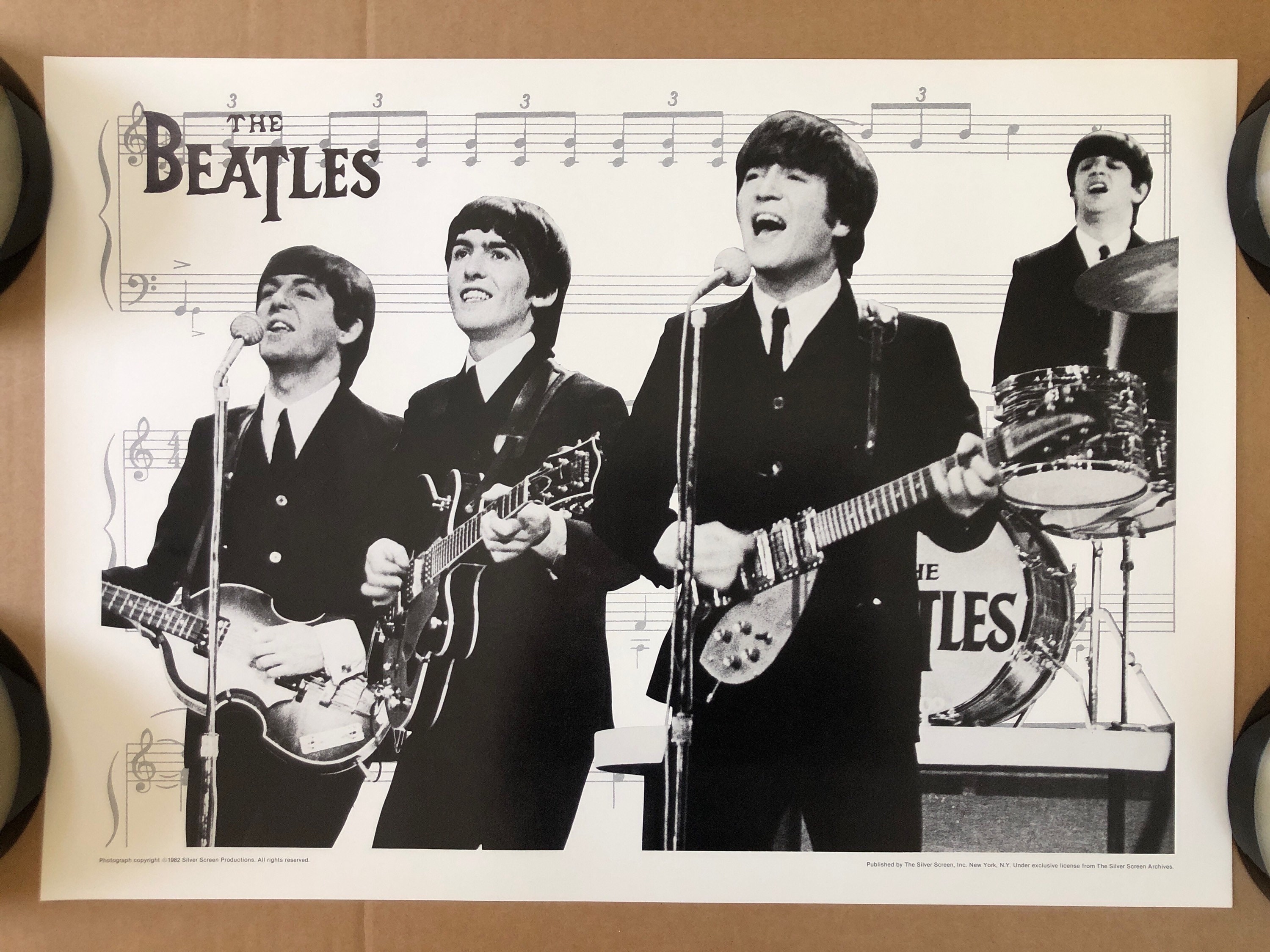 The Beatles Vintage Poster Black and White Silver Screen 1982 on