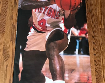 Vintage original 1980s Detroit Pistons Joe Dumars XL poster basketball NBA memorabilia pinup