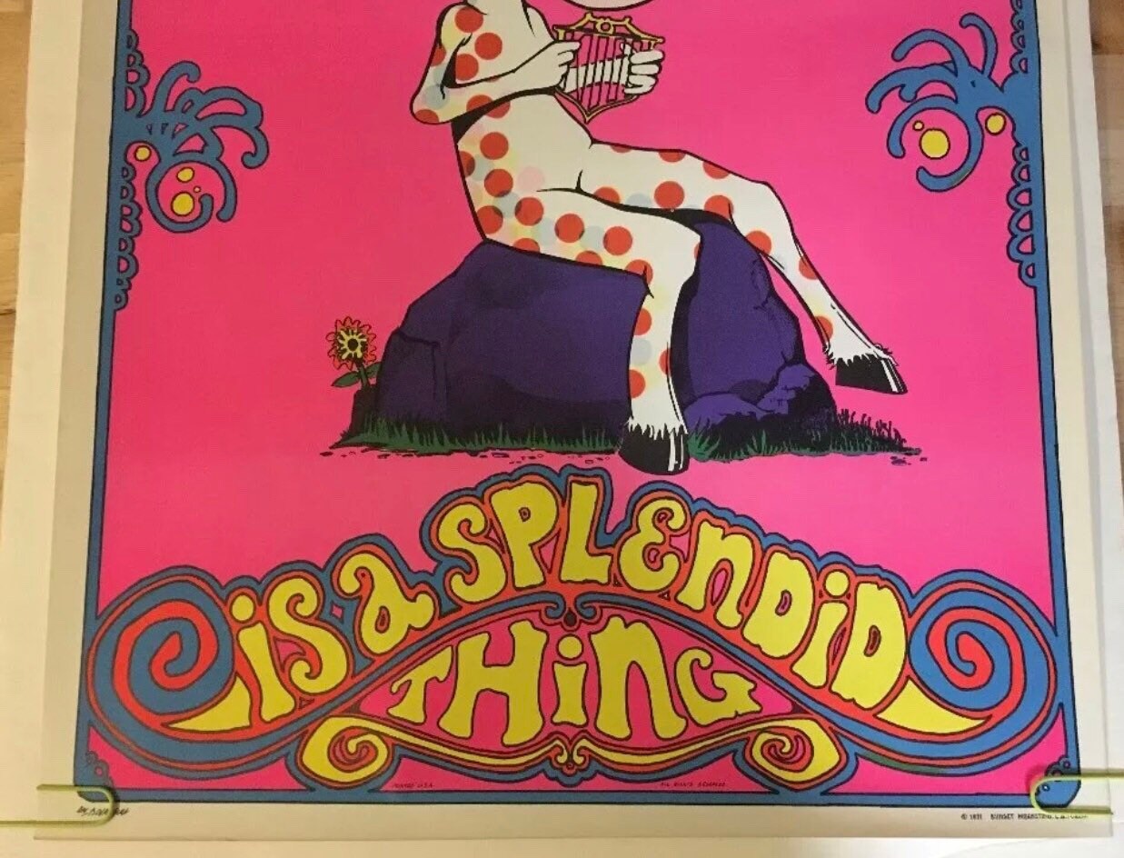 Vintage Black Light Poster Sunset Marketing Love is a