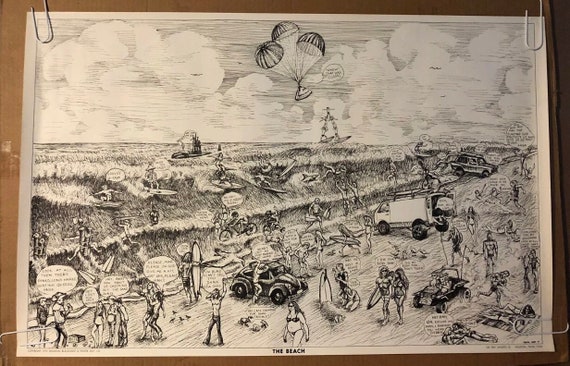 Roach デザイン 70's コレクティブル ブラックライト ポスター ビーチ