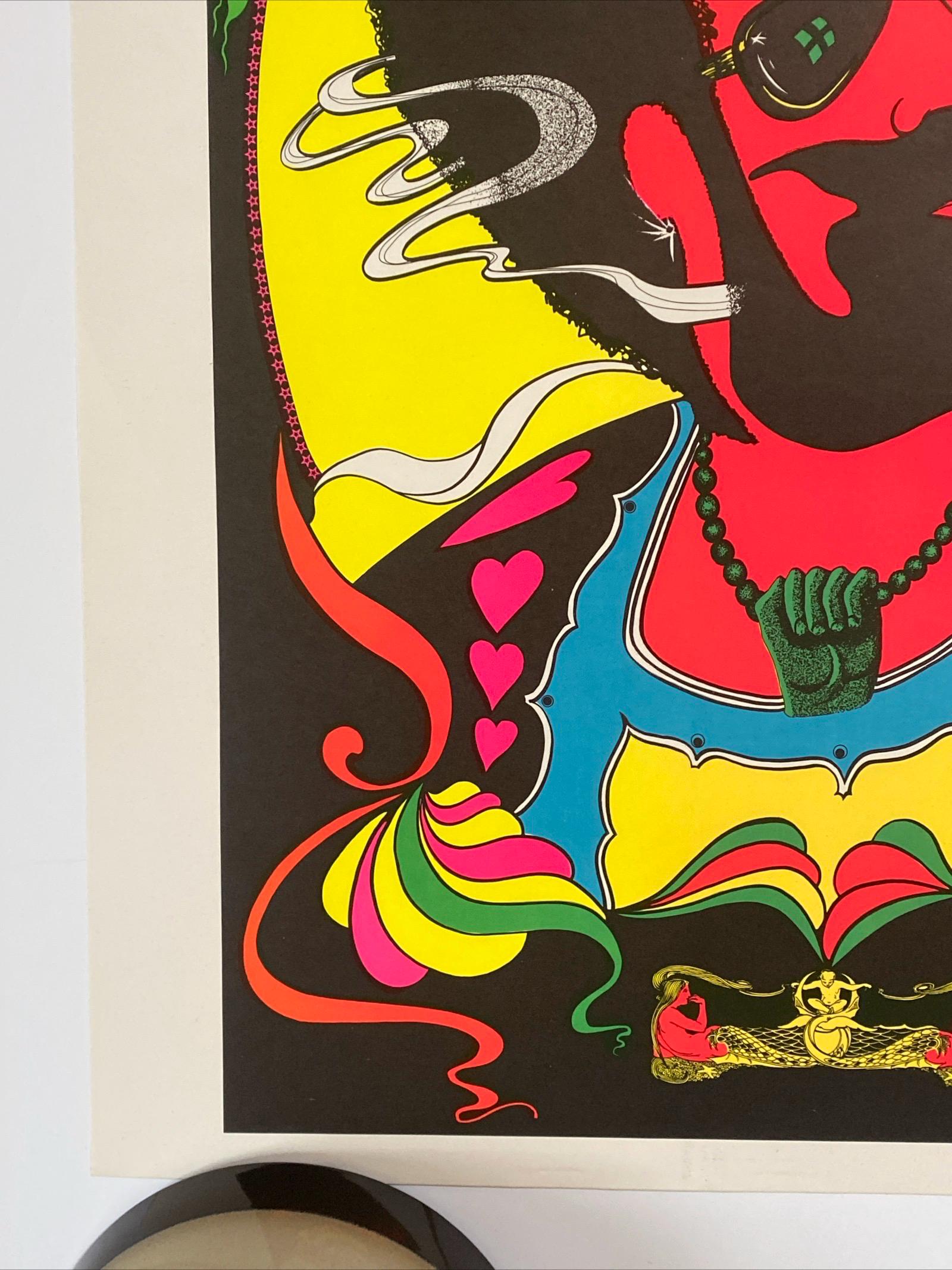 Keep A Puffin Blacklight Poster Vintage Original Zig Zag Afro Man