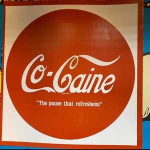 Cartel vintage de cocaína la pausa que refrescó la sátira de las drogas de headshop Coca Cola Coca Cola de los años 70