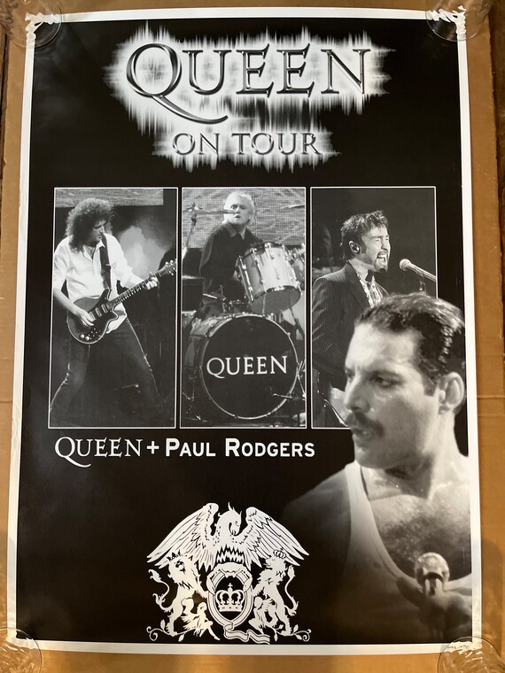 Queen Tour Vintage Poster Black and White 1990s Music Memorabilia