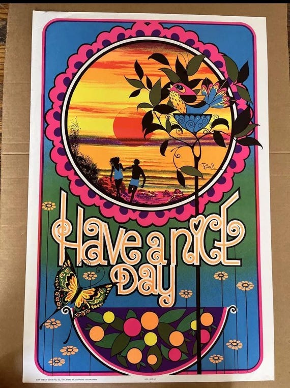 Have a Nice Day Vintage Poster Blacklight Bunnell Couple
