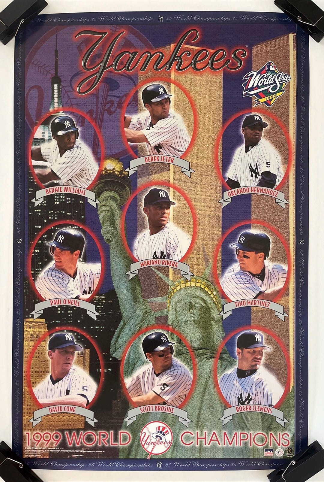 Original Vintage New York Yankees 1999 World Champions Poster 90s
