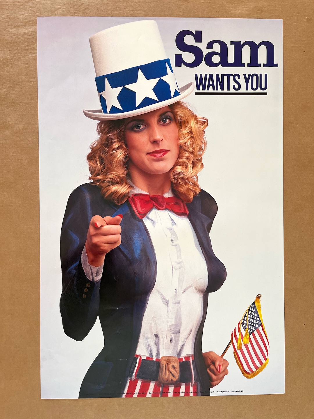 Original Vintage 1980 Sam Wants You Political Poster 80s USA