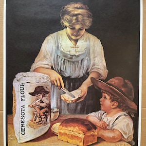 Cartel vintage de harina de ceresota, estilo retro, panadero, panadería, pan.