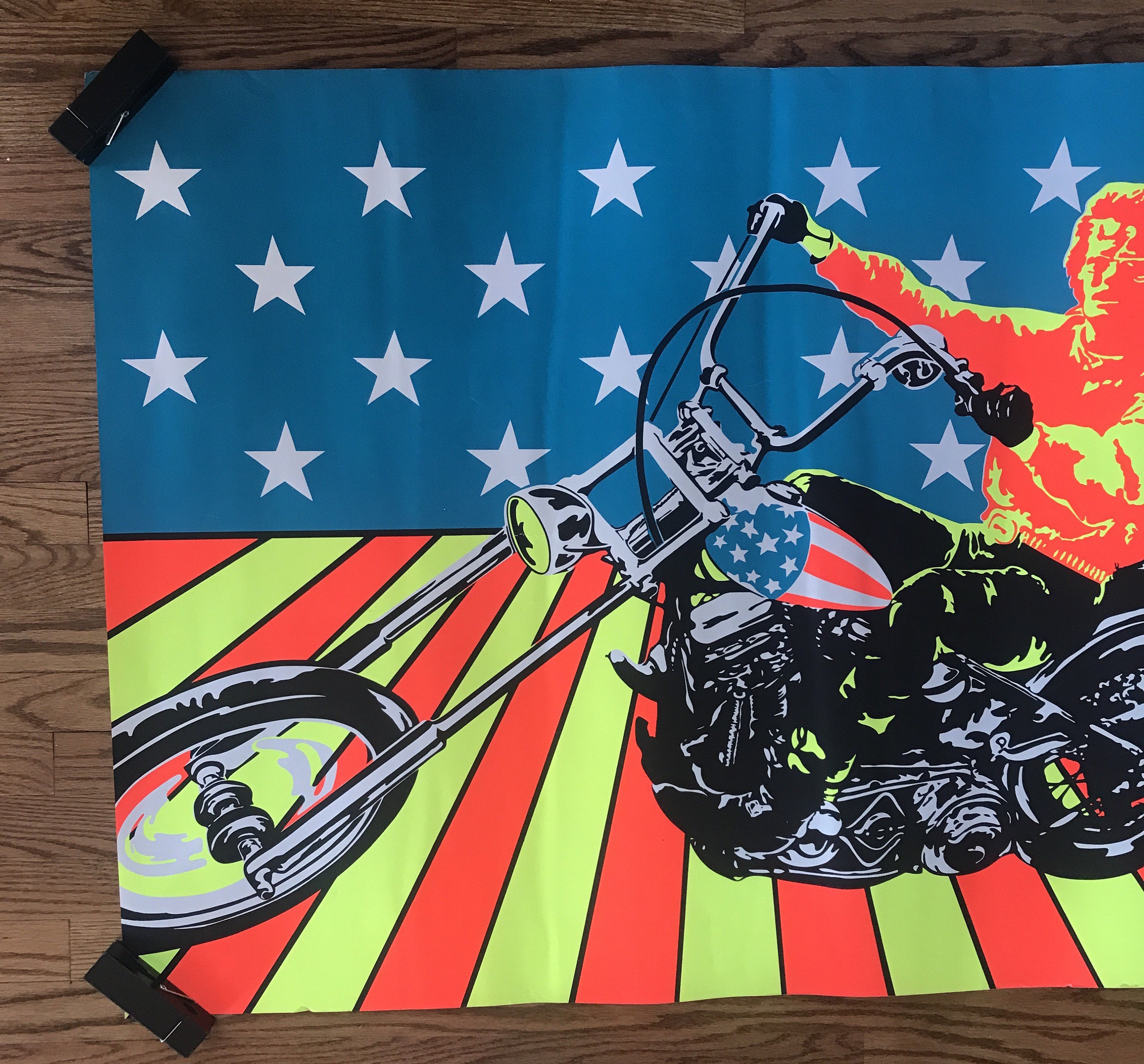 Vintage Original 1970s Super Cycle Blacklight Poster Motorcycle