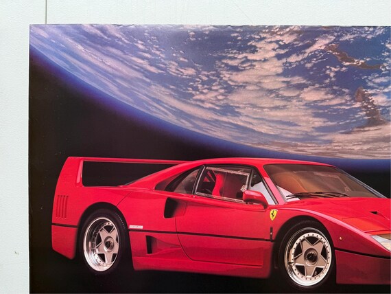 Vintage Poster Ferrari F-40 Orbit Sports Car Poster Original 1990