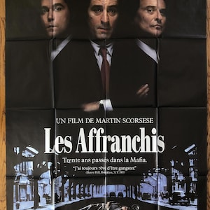 Póster original vintage de la película Goodfellas, mafia, mafia, enorme, francés, 1990, Warner Bros.