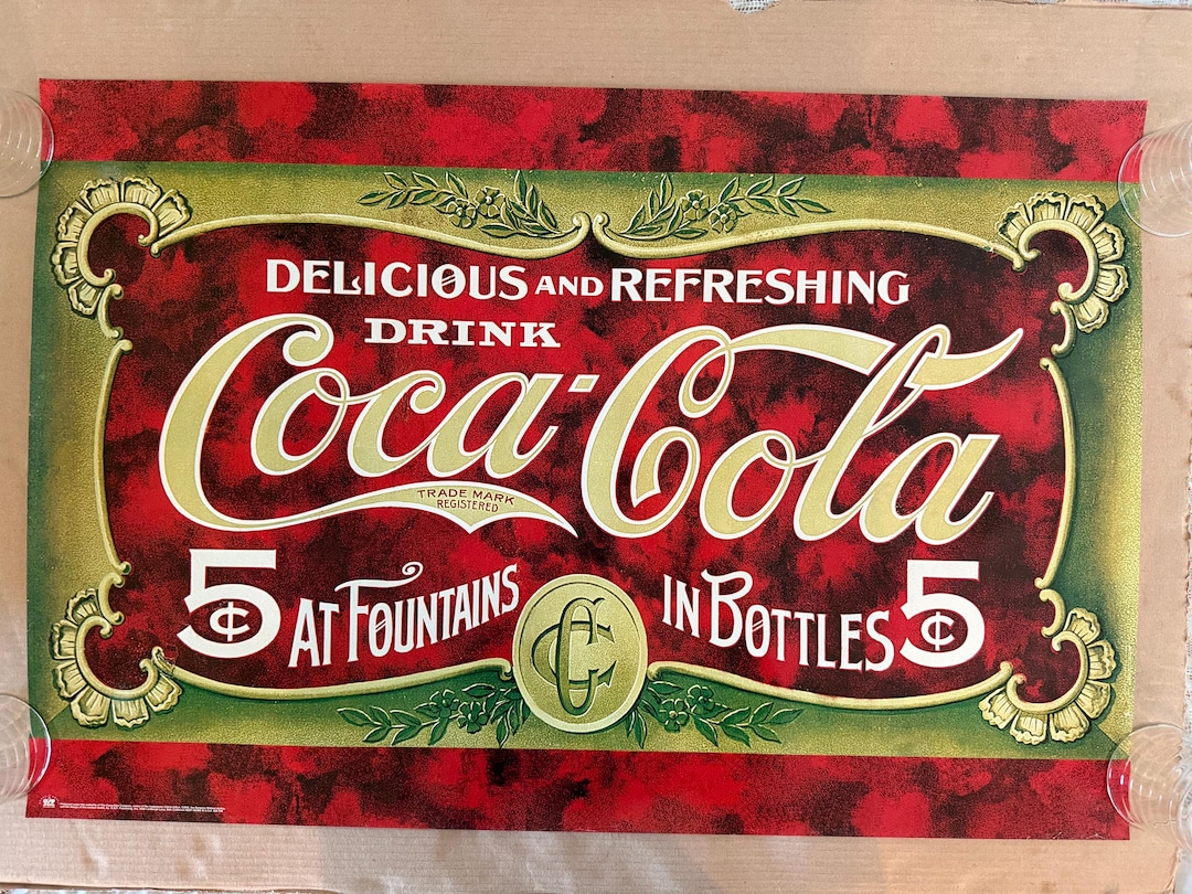 Vintage Style Coca Cola Advertisement Poster Ad 5 Cents Coke