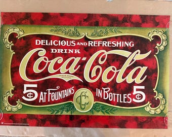 Vintage Style Coca Cola Advertisement Poster Ad 5 Cents Coke