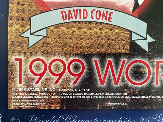 Original Vintage New York Yankees 1999 World Champions Poster 90s