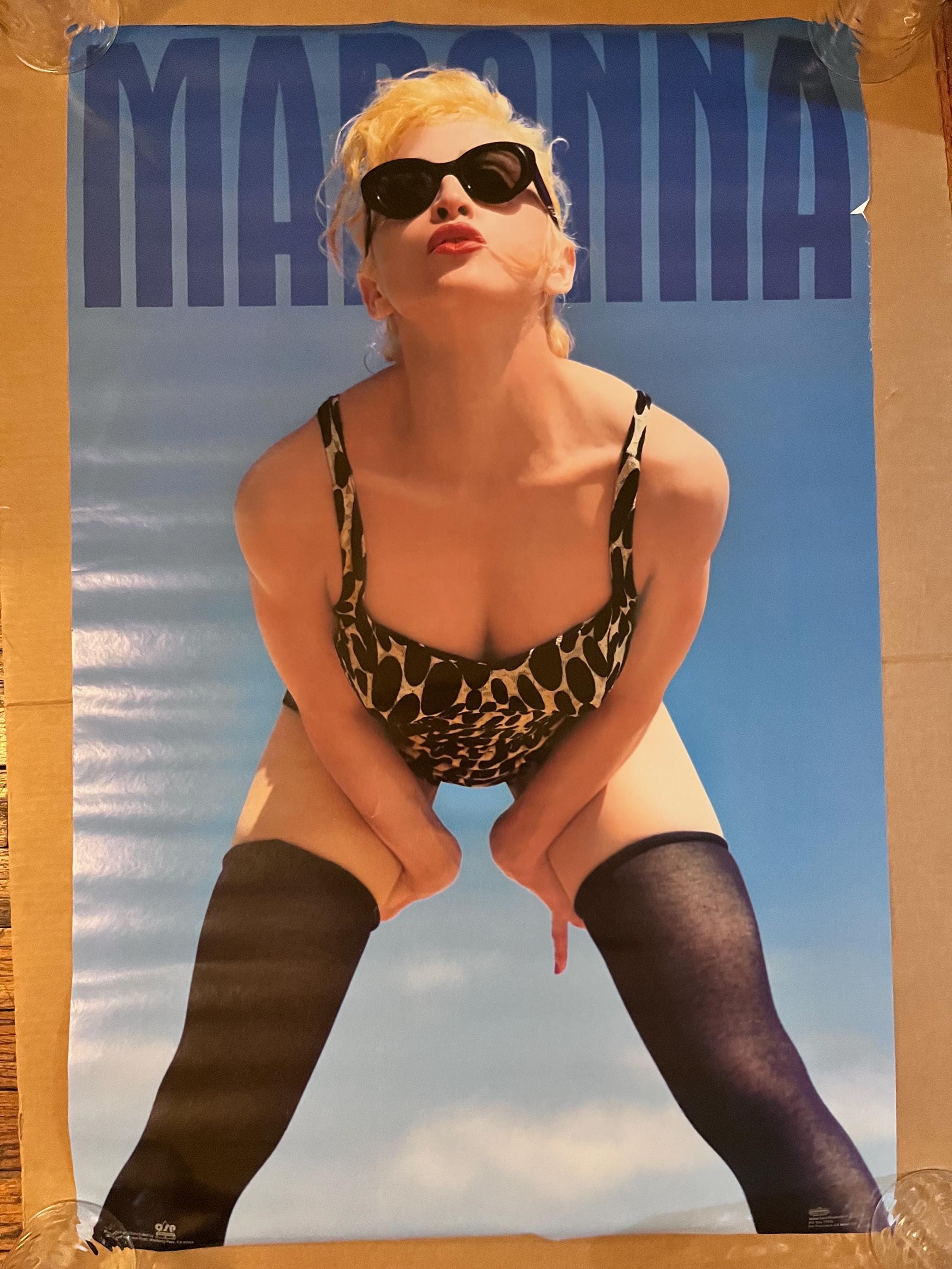 Madonna Vintage Poster Brille Leopard Badeanzug Musik Ikone 1980er Jahre