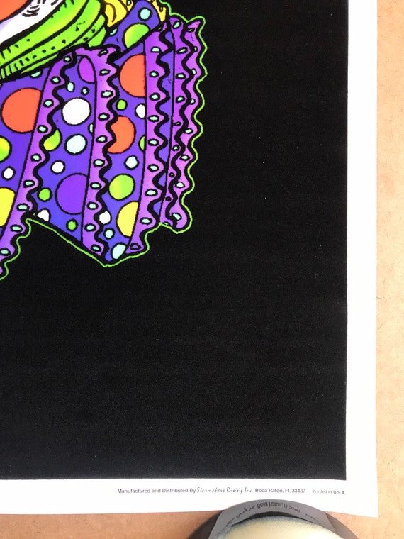 Original 2000s 2 Two Faced Clown Flocked Blacklight Poster 2001