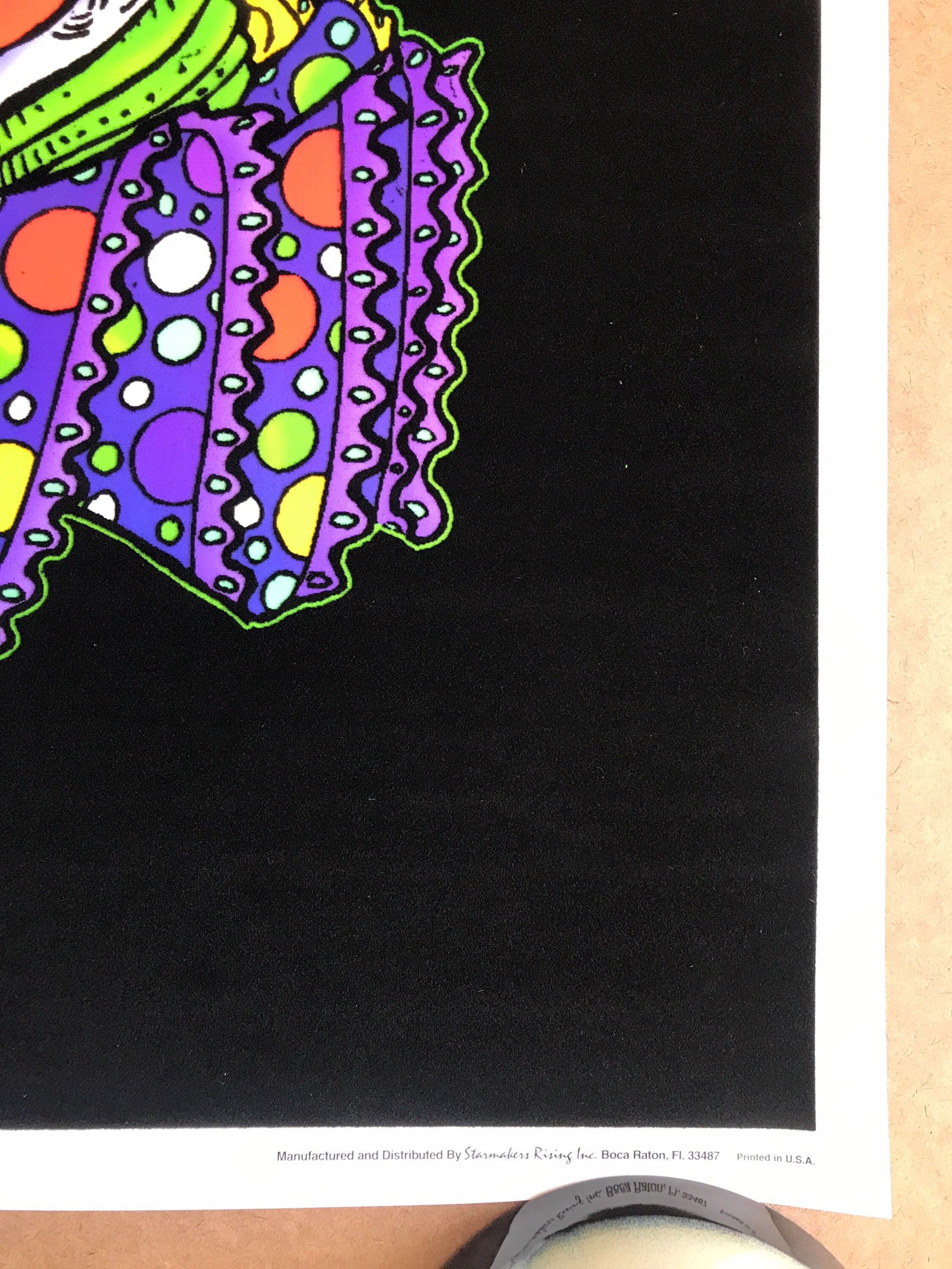Original 2000s 2 Two Faced Clown Flocked Blacklight Poster 2001