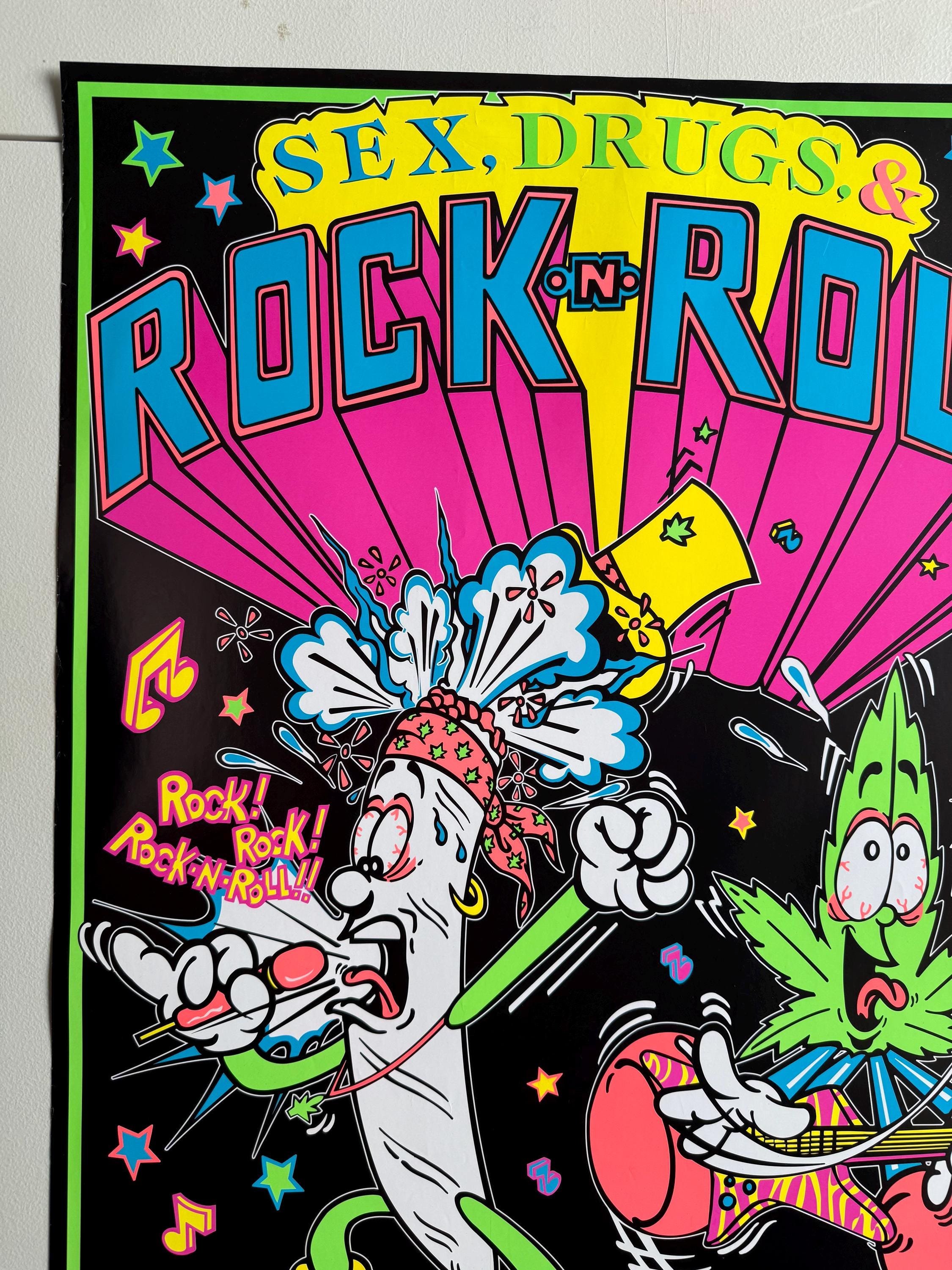 Sex Drugs and Rock and Roll Vintage Blacklight Poster 1994 Doobie