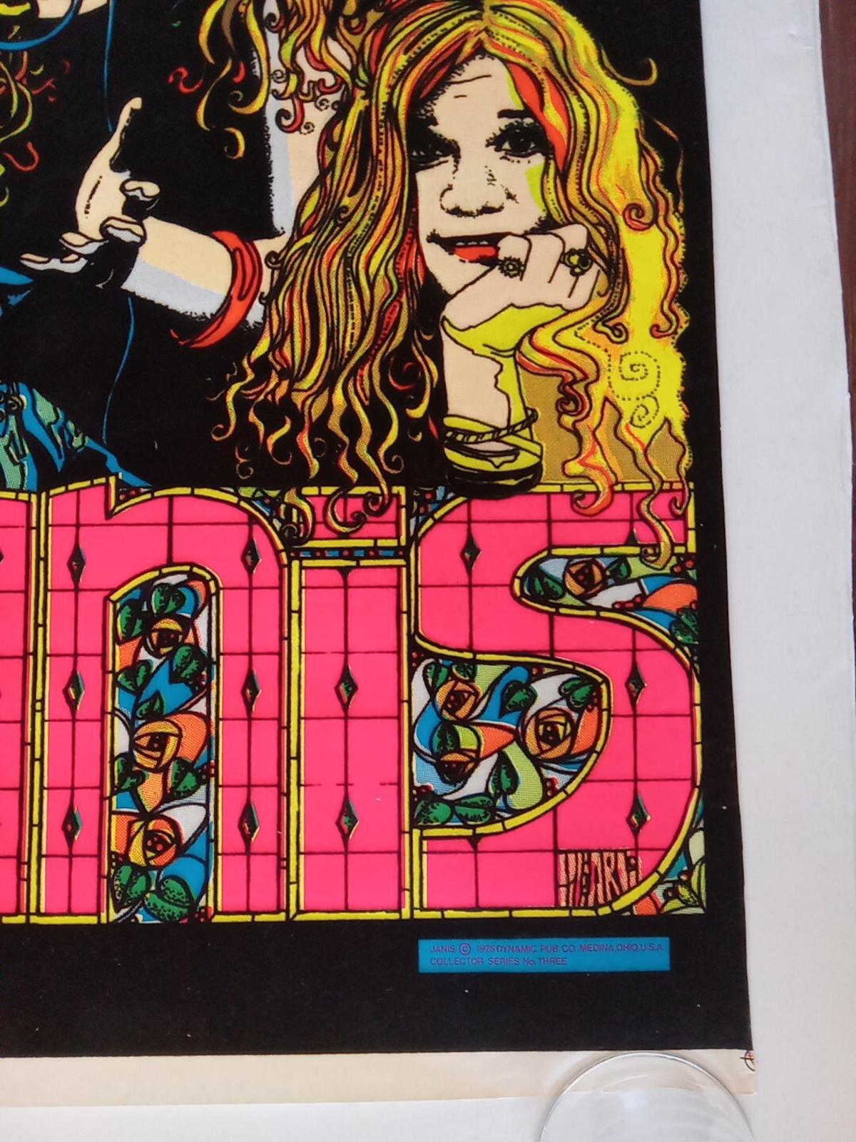Vintage Janis Joplin Blacklight Velvet Flocked Poster 1975 Psychedelic ...
