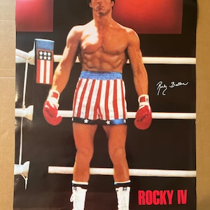 Rocky IV Sylvester Stallone boxing movie vintage poster
