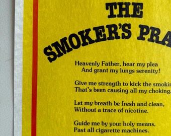 prayer to quit smoking cigarettes For Quitting Smokers Prayer Vintage Poster Headshop