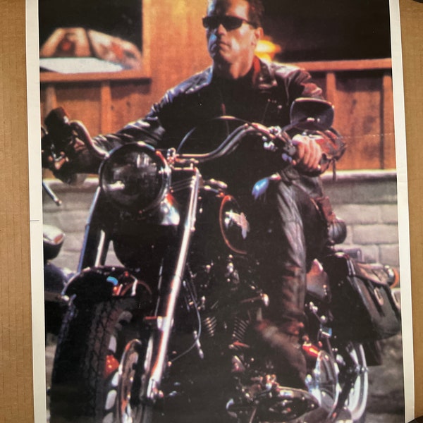 Arnold Schwarzenegger Vintage Poster The Terminator Motorcycle original print photo picture movie