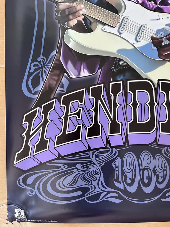 Jimi Hendrix Poster Psychedelic 1969 Smoke Purple Haze Vintage