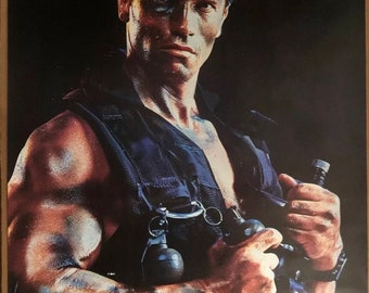Original Vintage Poster Arnold Schwarzenegger Commando Movie Promo 1985 Pinup Advertisement
