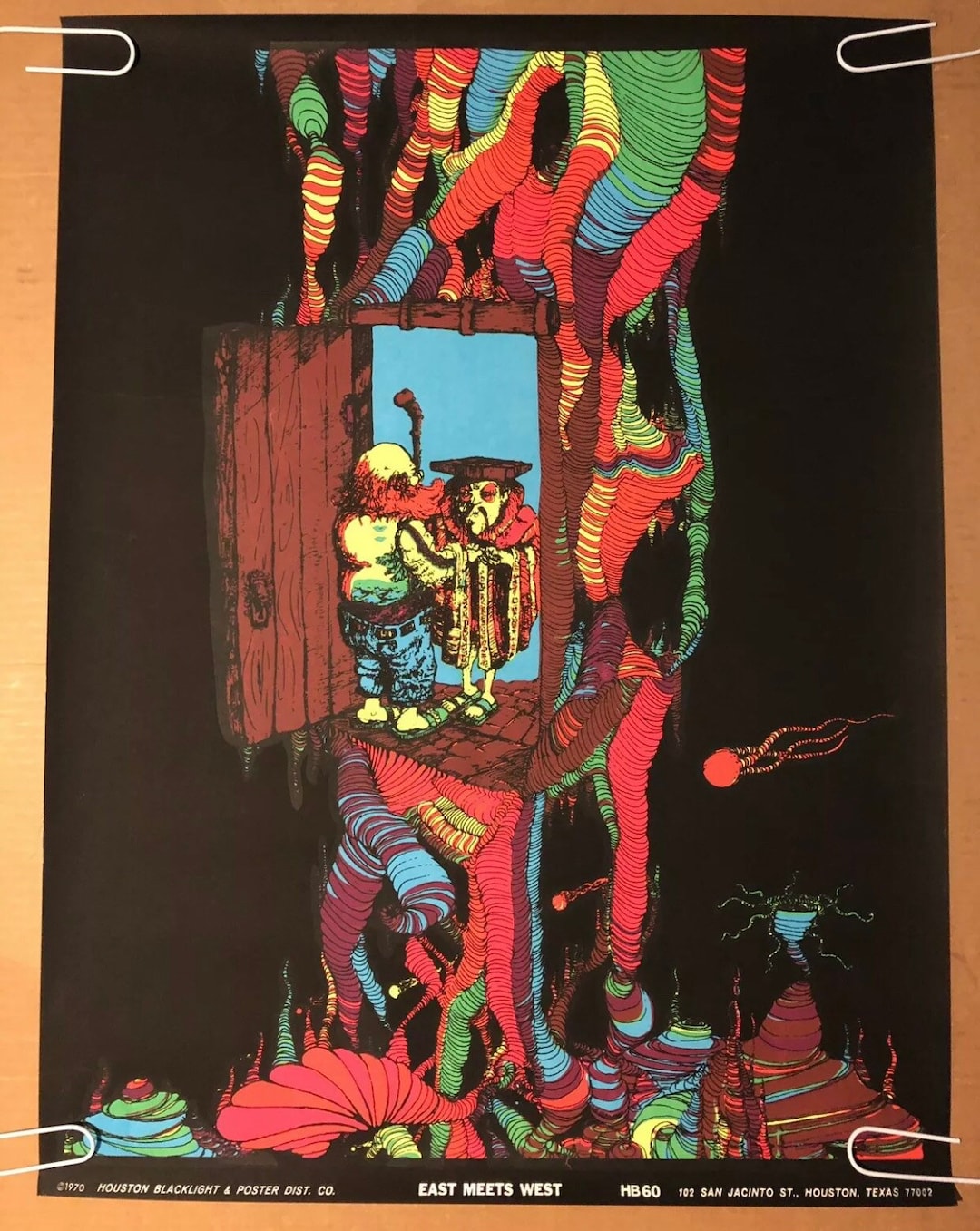 1970年製 ブラックライトポスター East Meets West East Meets West Original Vintage Blacklight Poster 1970 Houston