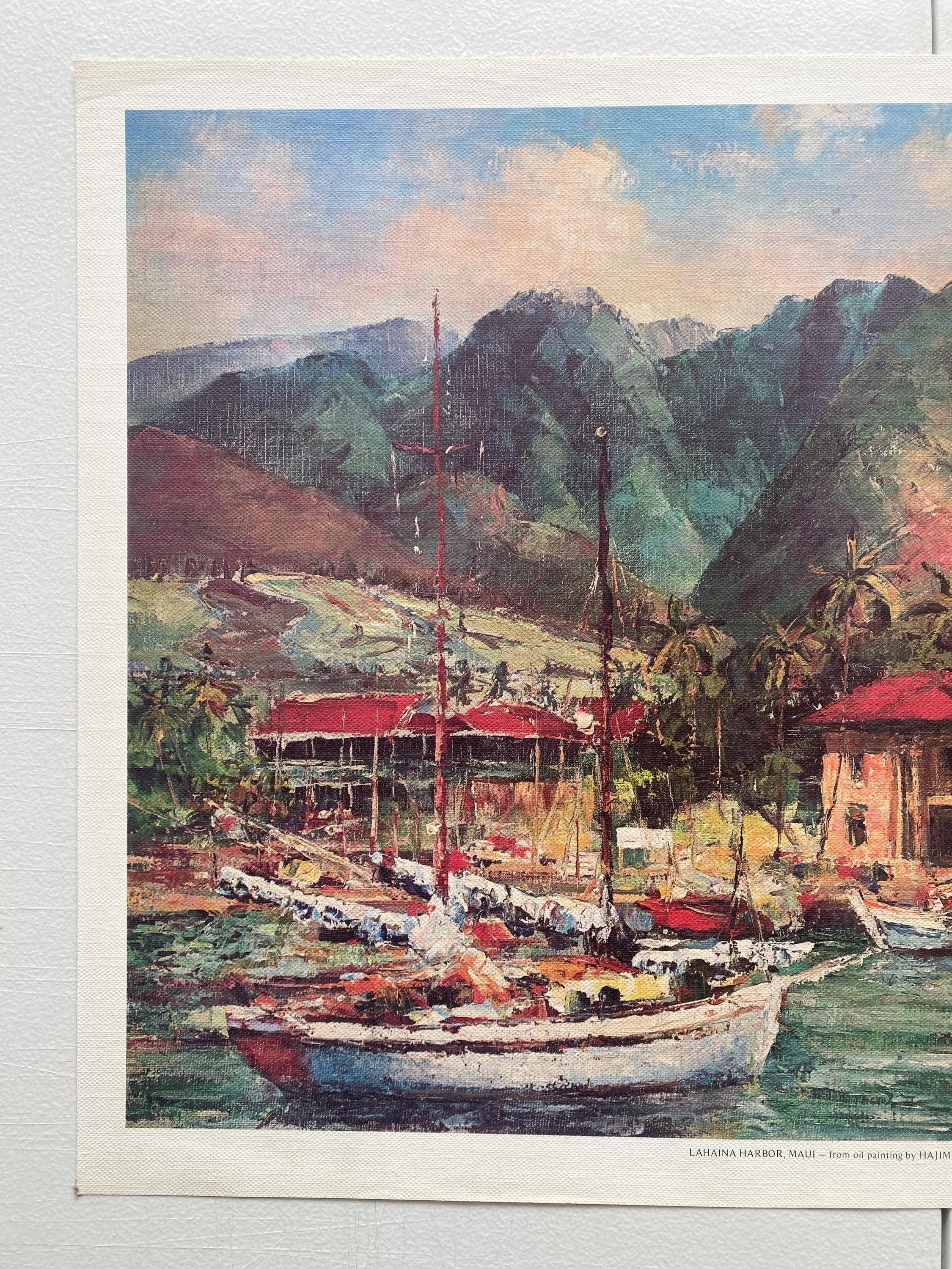 Adelia Gita 版画 Lahaina Harbor Hawaii Vintage Canvas Print Hajime Okuda Oil