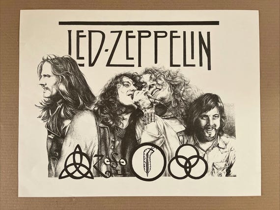 Vintage Original 1960s LED Zeppelin Zoso Music Memorabilia Poster
