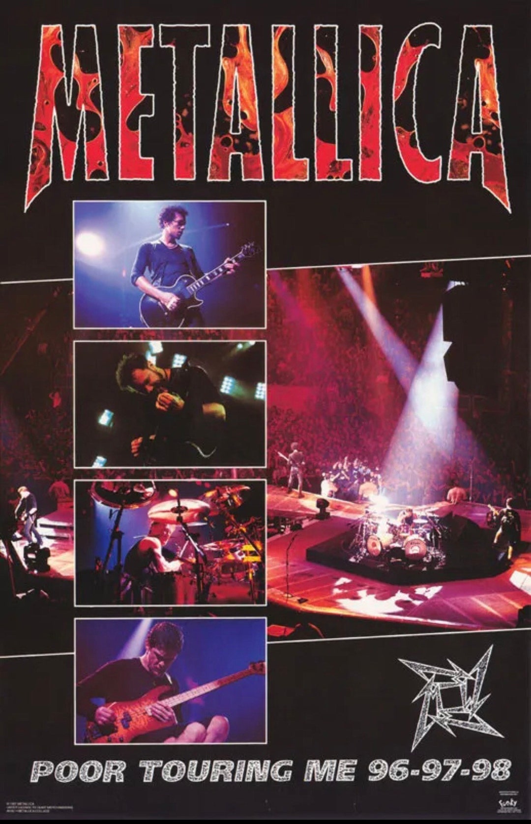 Vintage Metallica Poster Poor Touring Me Funky Collage Group Photo 1997